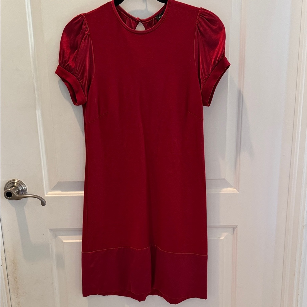 Bebe Vibrant Red Puff Sleeve Dress